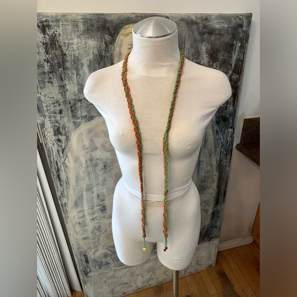 Native America Vintage Leather Seed Bead Lariet - Picture 1 of 5